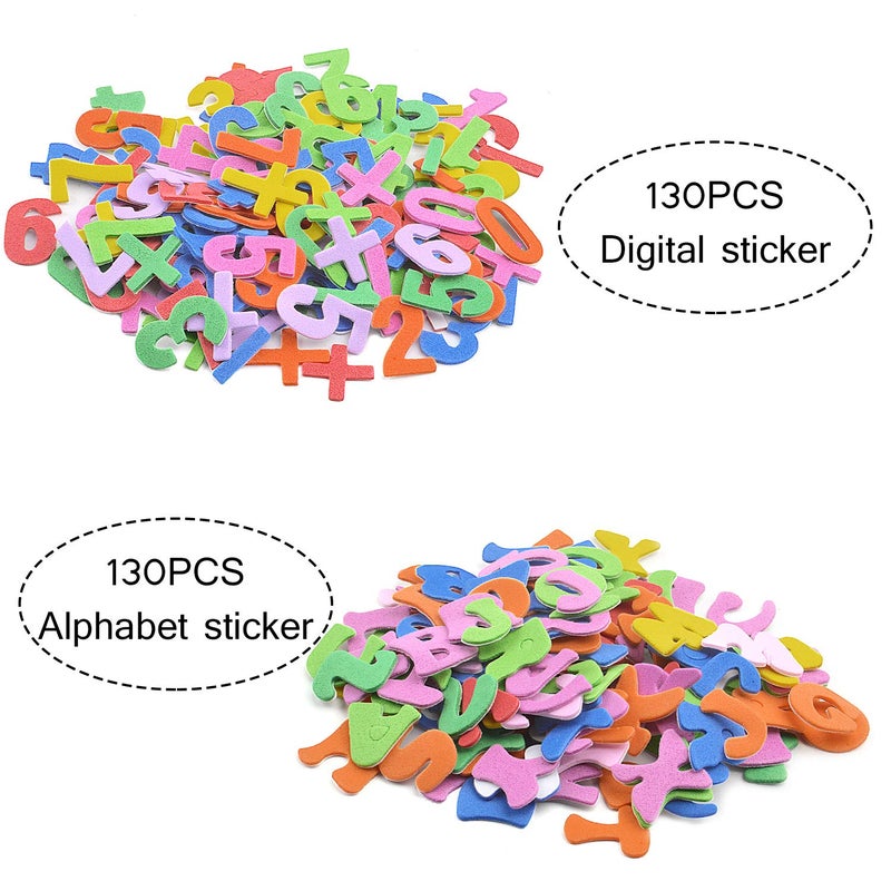 Aylifu Foam Stickers, 260 Pieces Self-Adhesive Foam Alphabet Letters and Numbers Sticker for Arts Craft Supplies - Assorted Colors - Image 3